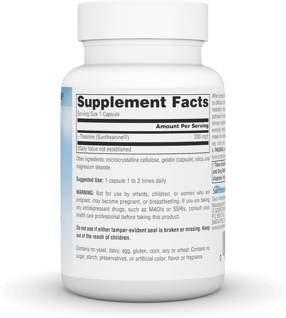 Source Naturals Serene Science L-Theanine, 200 mg - 60 Cápsulas – Image 2