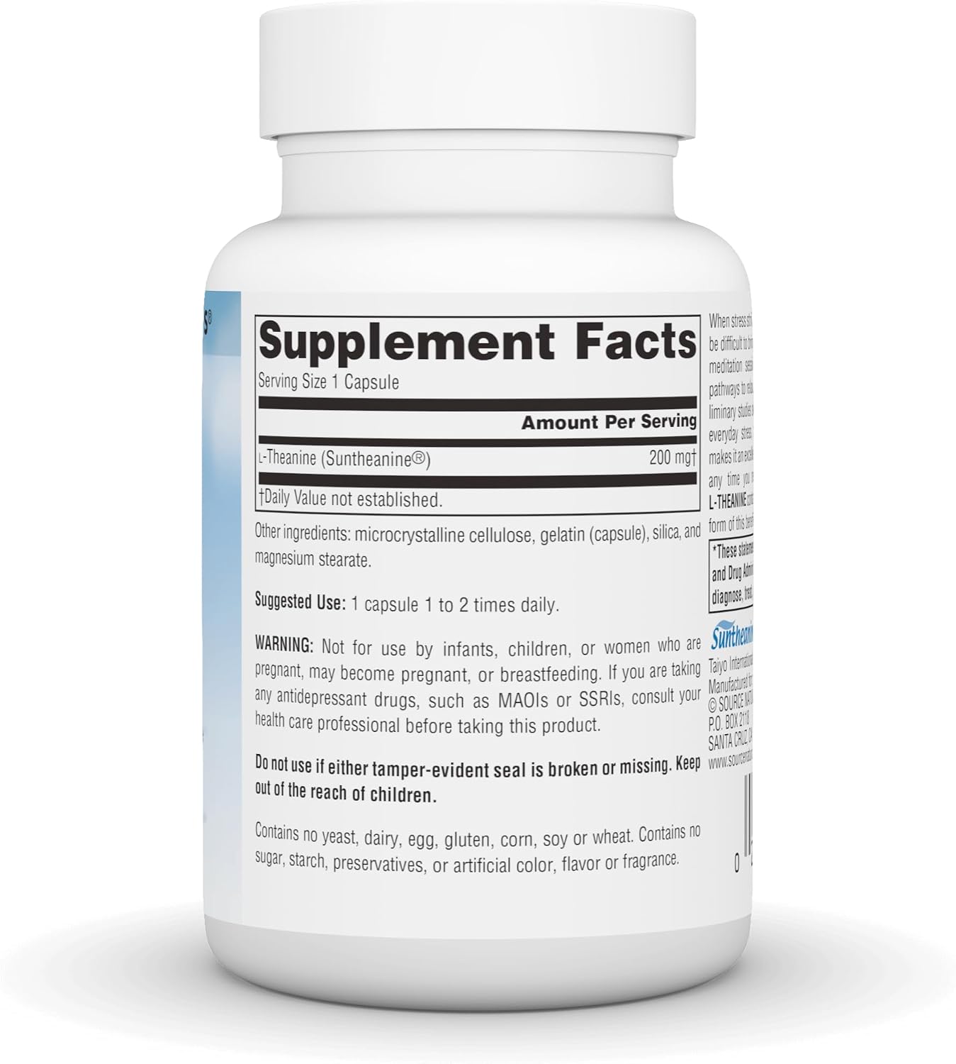 Source Naturals Serene Science L-Theanine, 200 mg - 60 Cápsulas