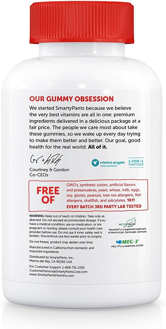SmartyPants Kids Complete Gummy Vitamins: Multivitamínico y Omega 3 DHA/EPA, Metil B12, Vitamina D3 - 180 gominolas