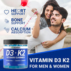 Wiszeen Gominolas de Vitamina D3 y K2 Sin Azúcar - 10000 UI D3 + 200 mcg K2 MK-7 con Calcio, Magnesio y B12