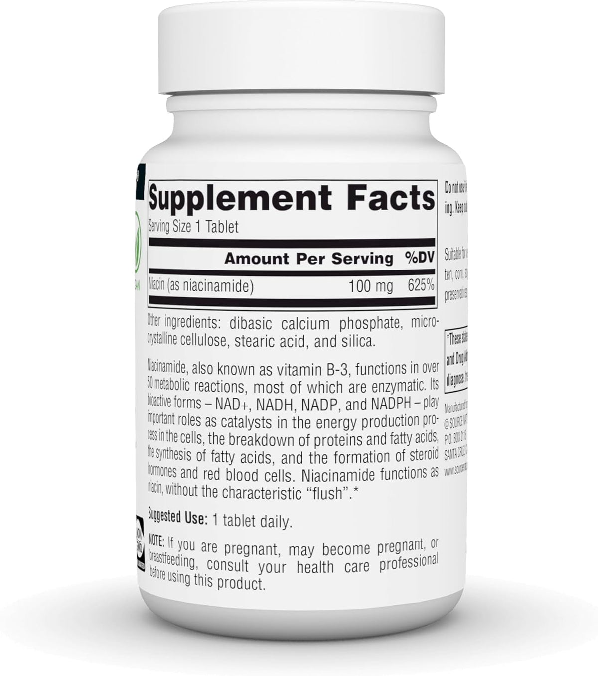 Source Naturals Niacinamida B-3, 100 mg, 250 – Función psicológica: Contribuye a la función psicológica normal. – Image 3