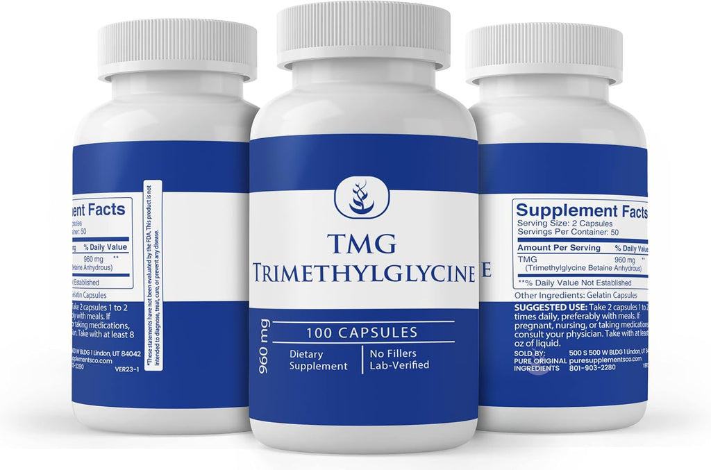 TMG (Trimetilglicina) 100 Cápsulas - Betaina Anhidra Pura - Pure Original Ingredients
