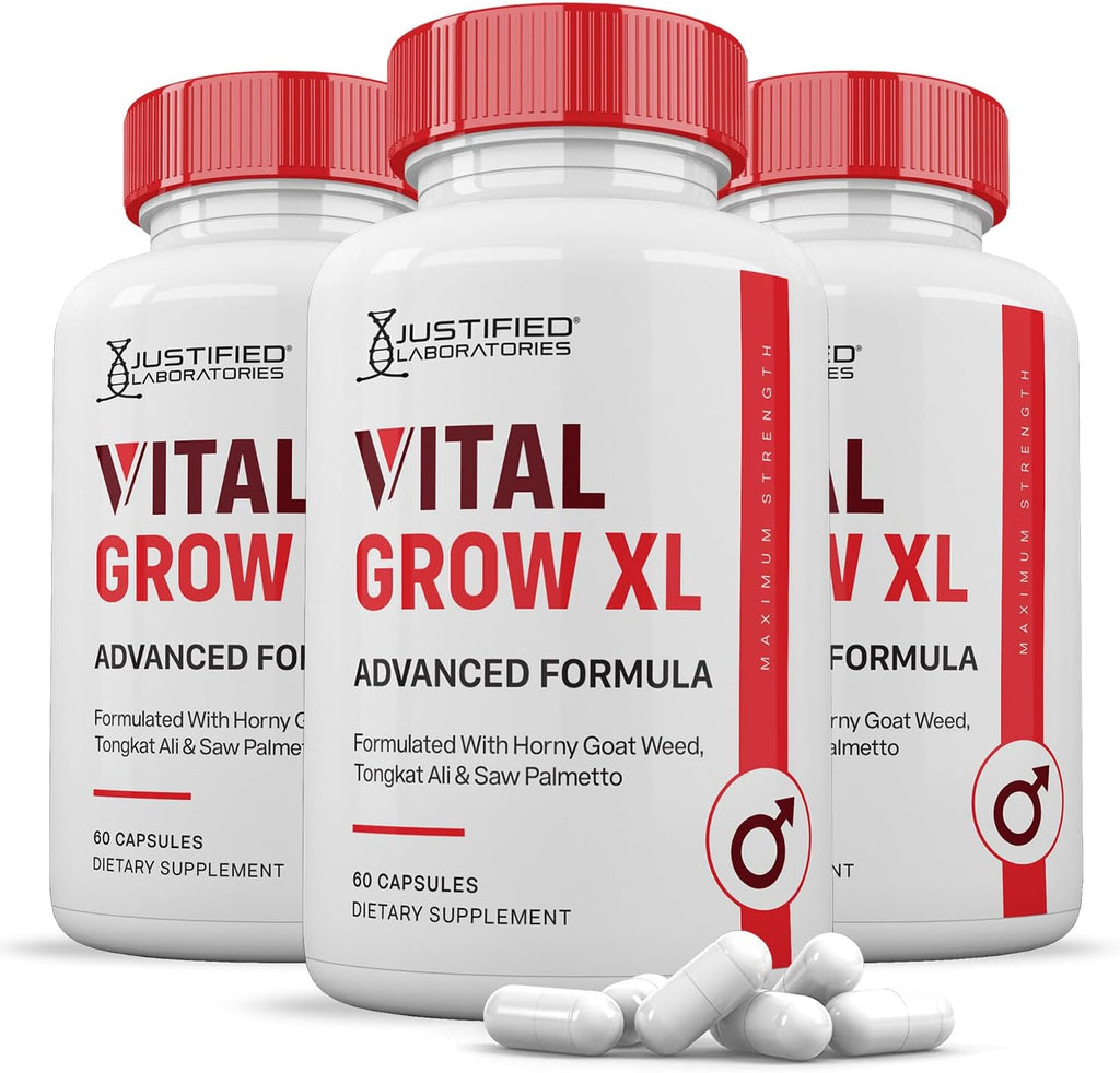 Vital Grow XL Pills 1484MG - Fórmula Avanzada para Hombres (3 Paquetes, 180 Cápsulas)