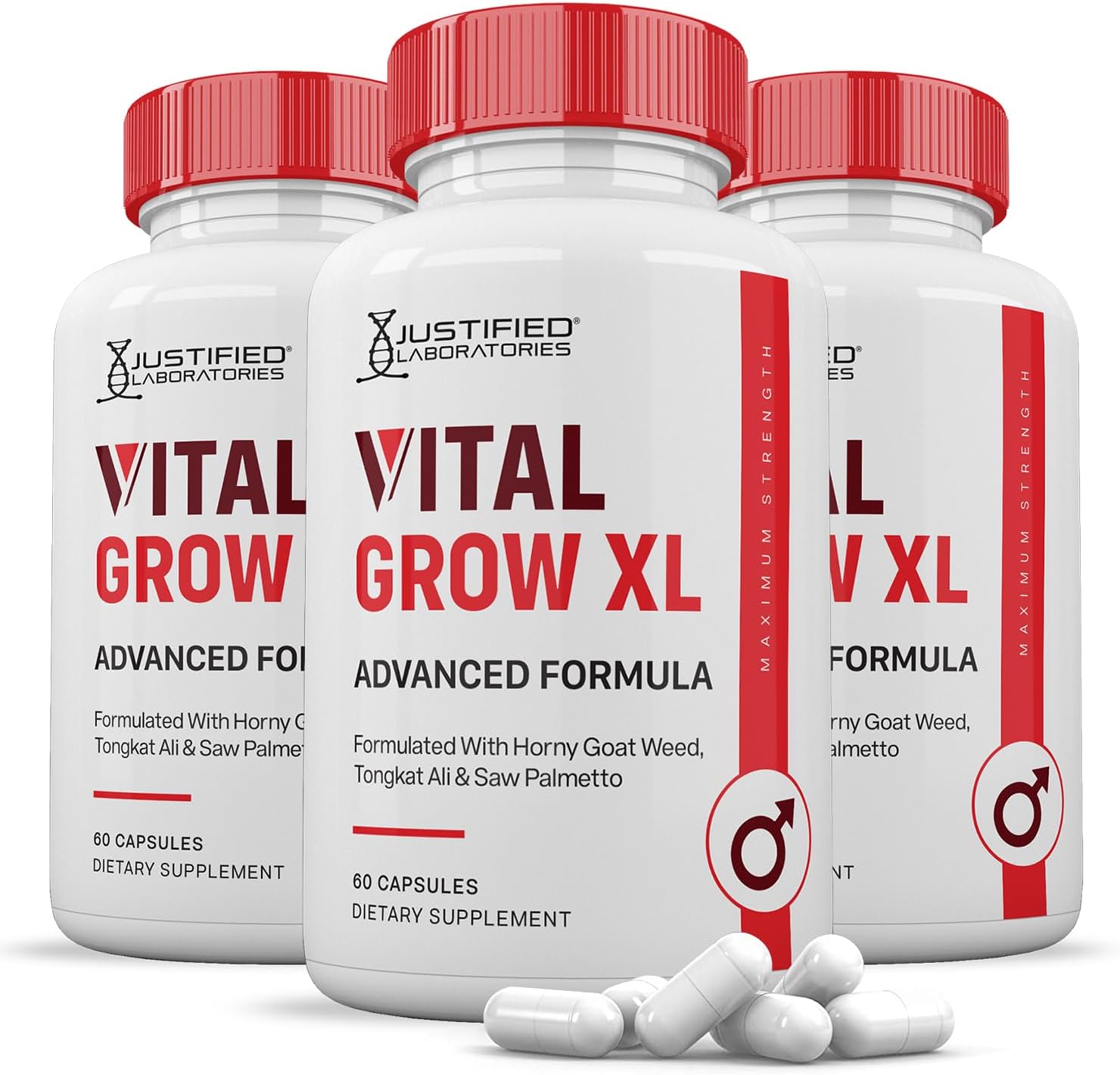 Vital Grow XL Pills 1484MG - Fórmula Avanzada para Hombres (3 Paquetes, 180 Cápsulas)