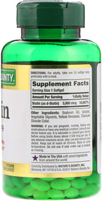 Nature's Bounty Biotina 5000mcg 150 Cápsulas Blandas de Liberación Rápida (Paquete de 3)