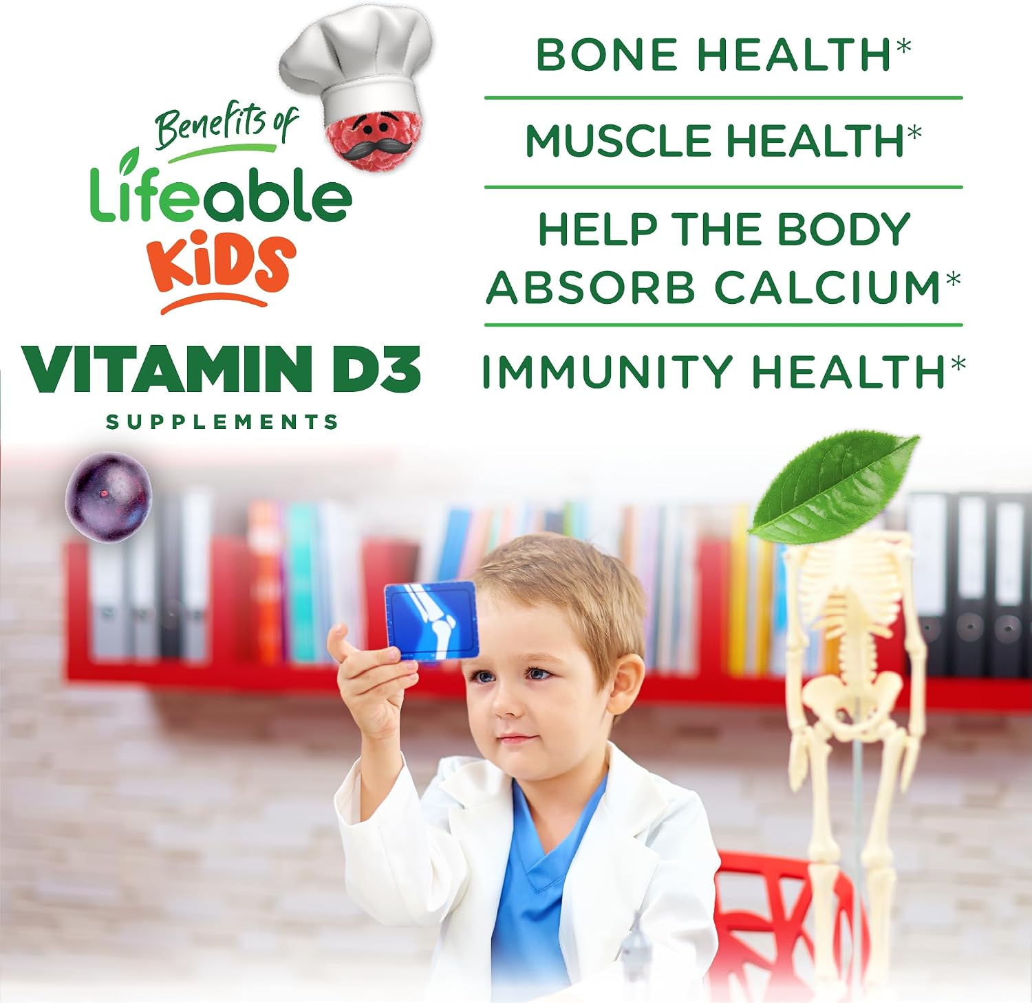 Lifeable Vitamina D3 para Niños 1000 IU Gominolas sin Azúcar 90 uds