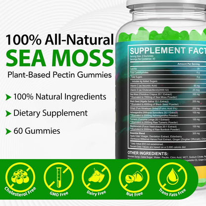 LTQXGT Gominolas de Sea Moss, Bladderwrack, – Aceite de Semilla Negra: Rico en timoquinona, un antioxidante que – Image 5