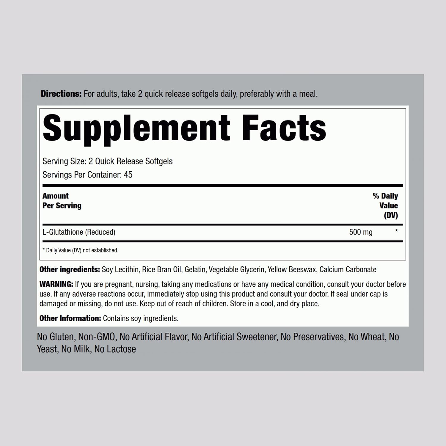 Piping Rock Glutatión Liposomal | 500mg | 90 Cápsulas Blandas
