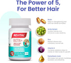 Revital Biotin+ con Amla y Bloqueadores de DHT | Biotina, Amla, Zinc, Vitamina E y Ácido Pantoténico | Apoya la fuerza del cabello y la salud de la piel | 50 Comprimidos