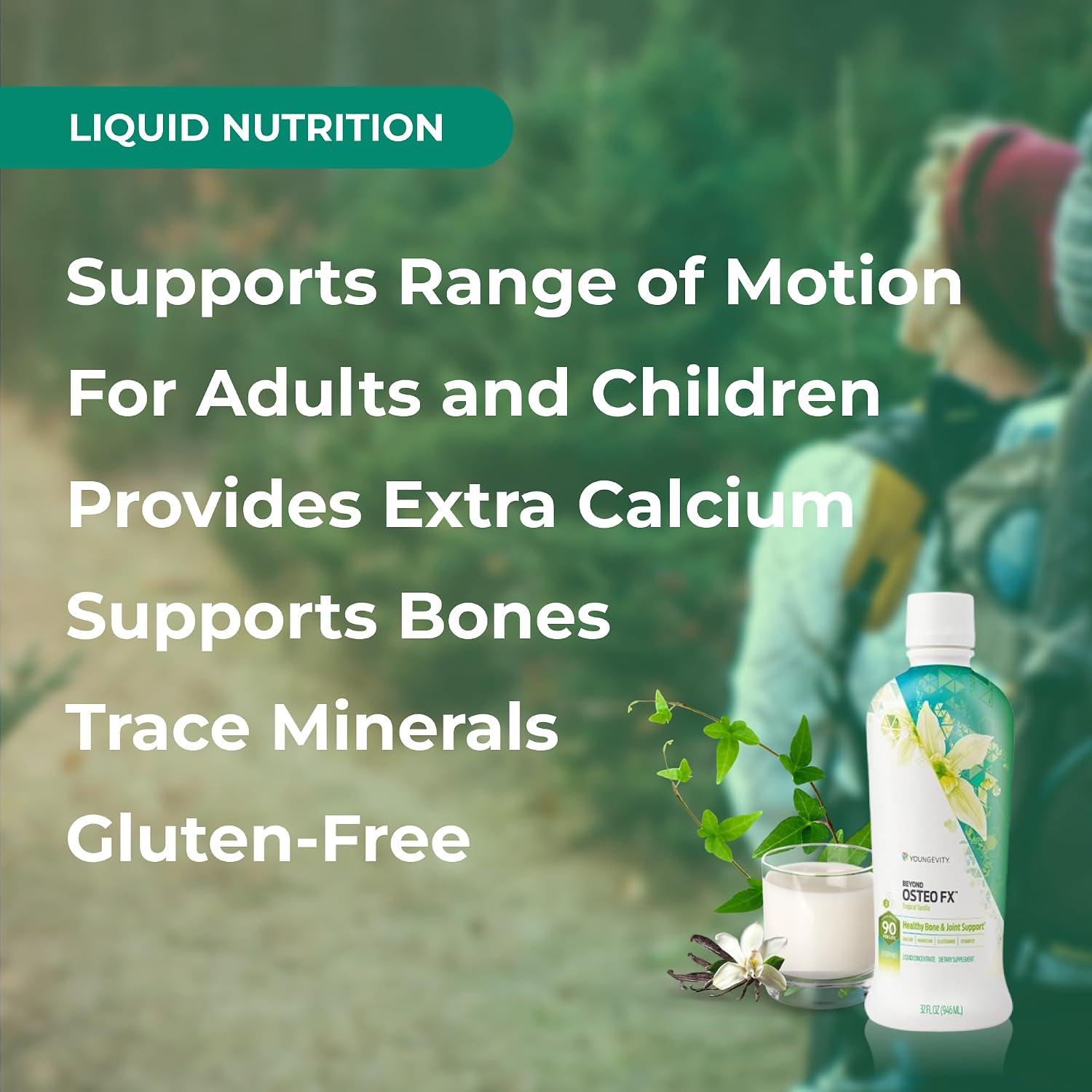 Youngevity Beyond Osteo-FX Líquido - Calcio y Magnesio 1200/300 mg + Vitamina D3, Zinc, MSM, Glucosamina + 77 Minerales Traza - Suplemento para Huesos (Paquete de 4 x 946 ml)