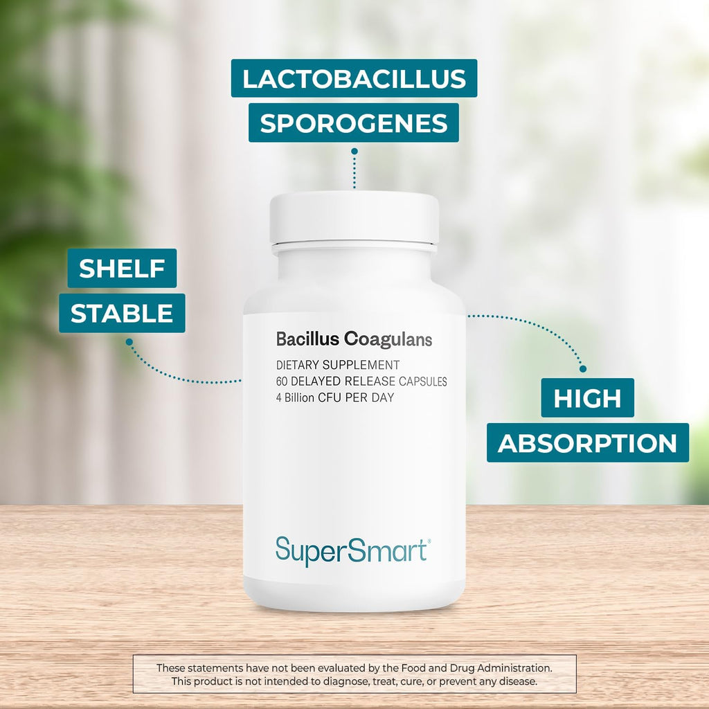 Supersmart Bacillus Coagulans Probiótico - 4.000M UFC - 60 Cápsulas de Liberación Retardada