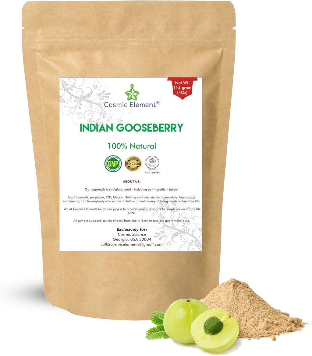 Cosmic Element 100% Pure Organic Amla Powder for Hair Growth – Rich in Vitamin C, Amalaki Powder for Skin Health & Eating – USDA Organic, Unrefined – 4 oz