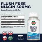 KAL Niacin 500mg Sin Flush - Suplemento de Vitamina B3