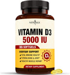 NEW AGE Vitamin D3 5000 IU (125mcg) - 360 Cápsulas Blandas | Apoyo Inmunológico y Salud Ósea