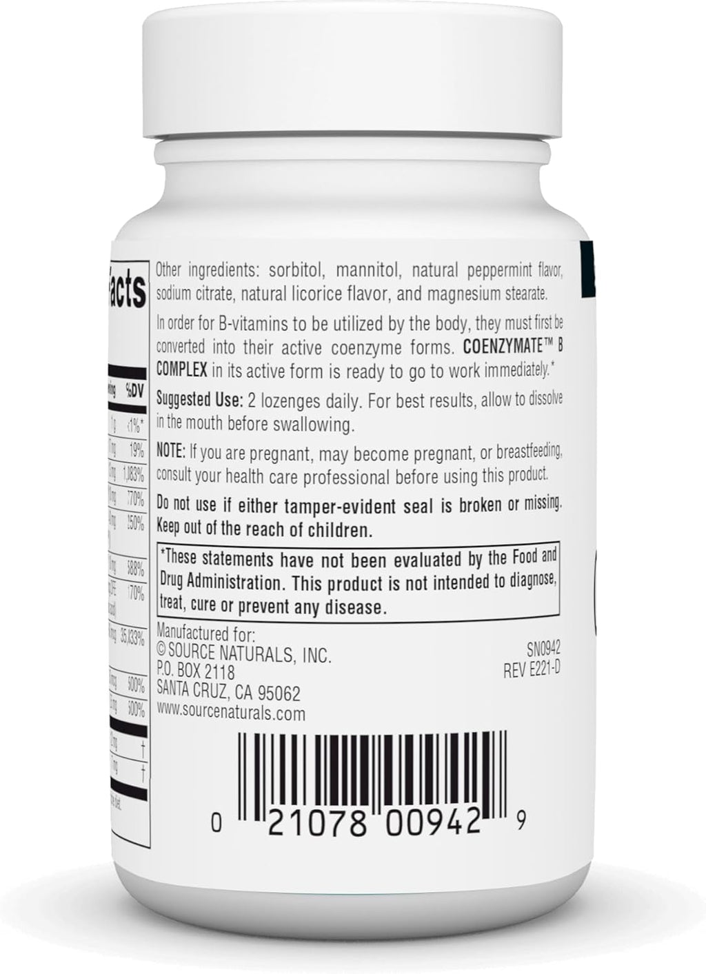Source Naturals Coenzymate B Complex - 30 comprimidos bucales sabor menta