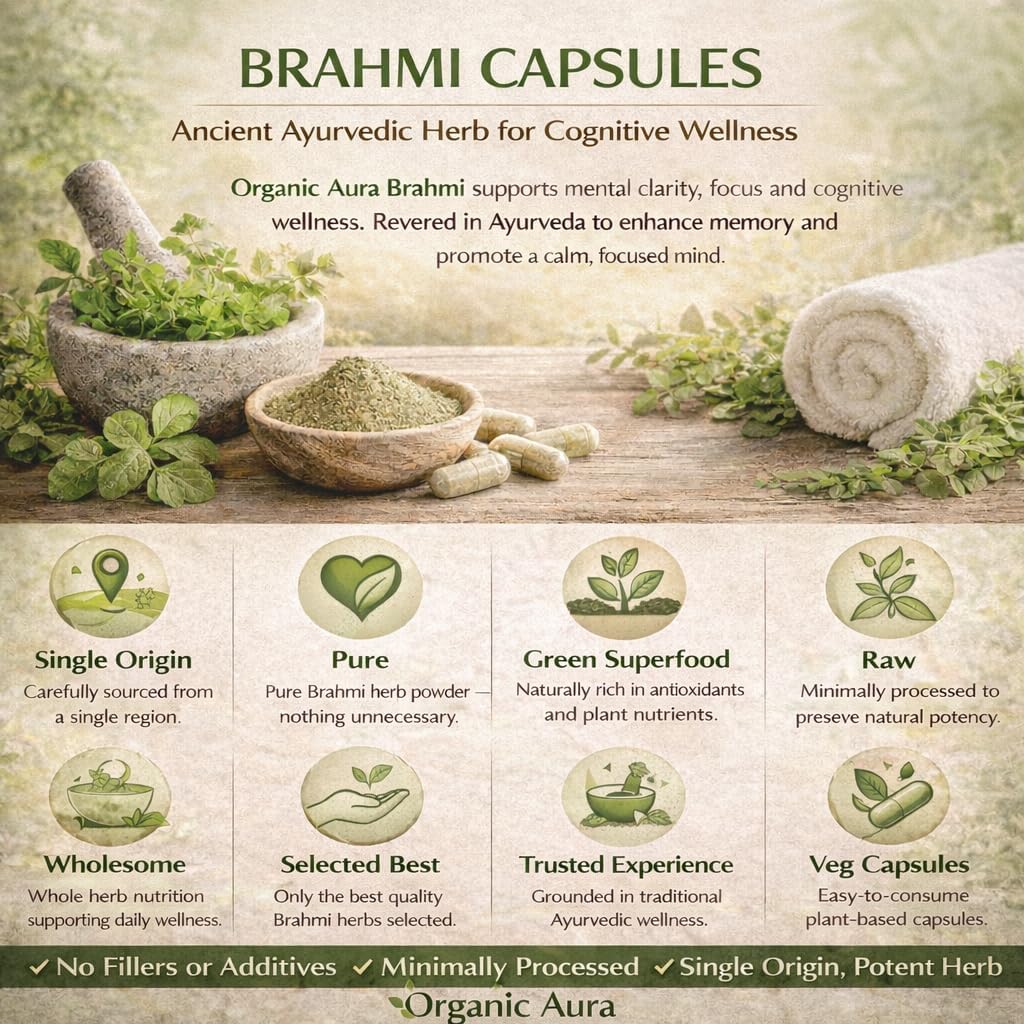 Organic Aura Cápsulas de Brahmi - 120 uds.