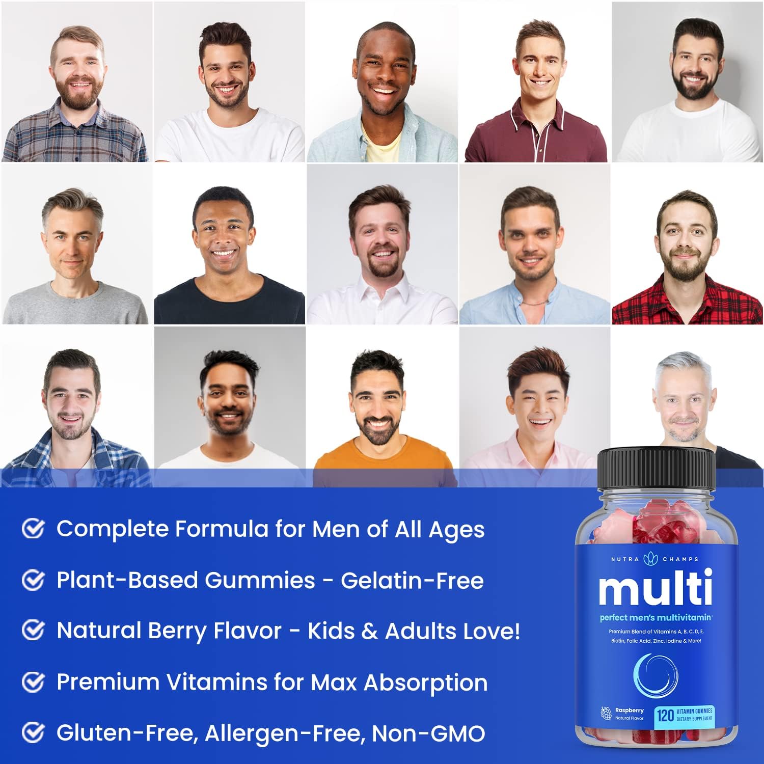 NutraChamps Multivitamínico para Hombres, 240 Gomitas (Pack de 2)