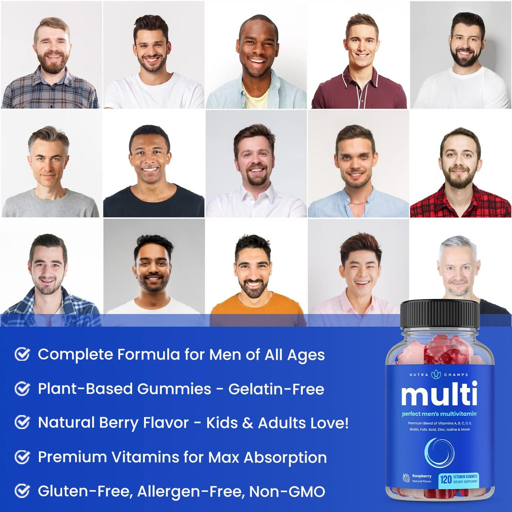 NutraChamps Multivitamínico para Hombres 14+ - Gominolas Multivitamínicas, 120 unidades