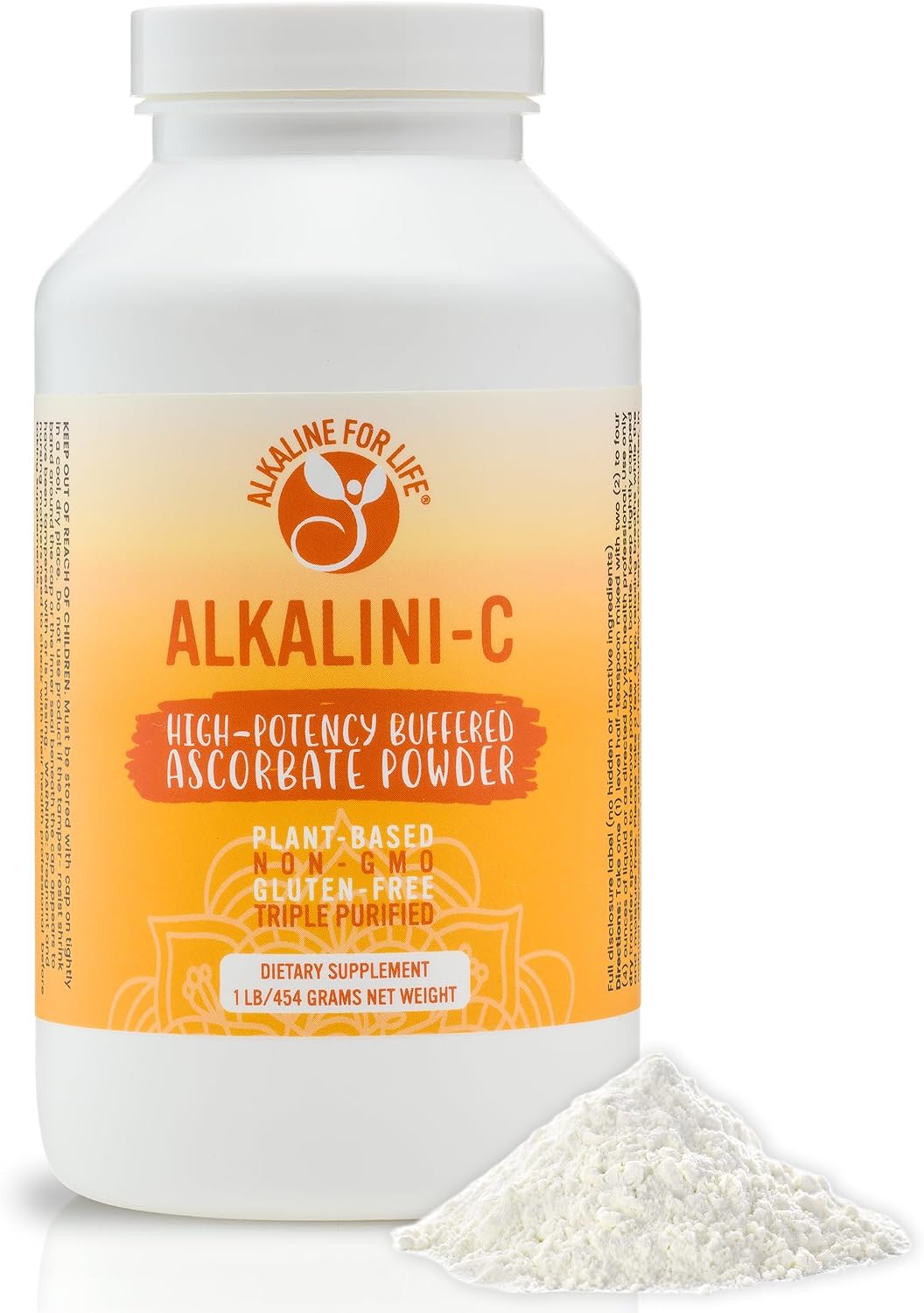 Alkalini-C Vitamina C Tamponada en Polvo - Sin Maíz, Vegano, 1,584 mg por Dosis