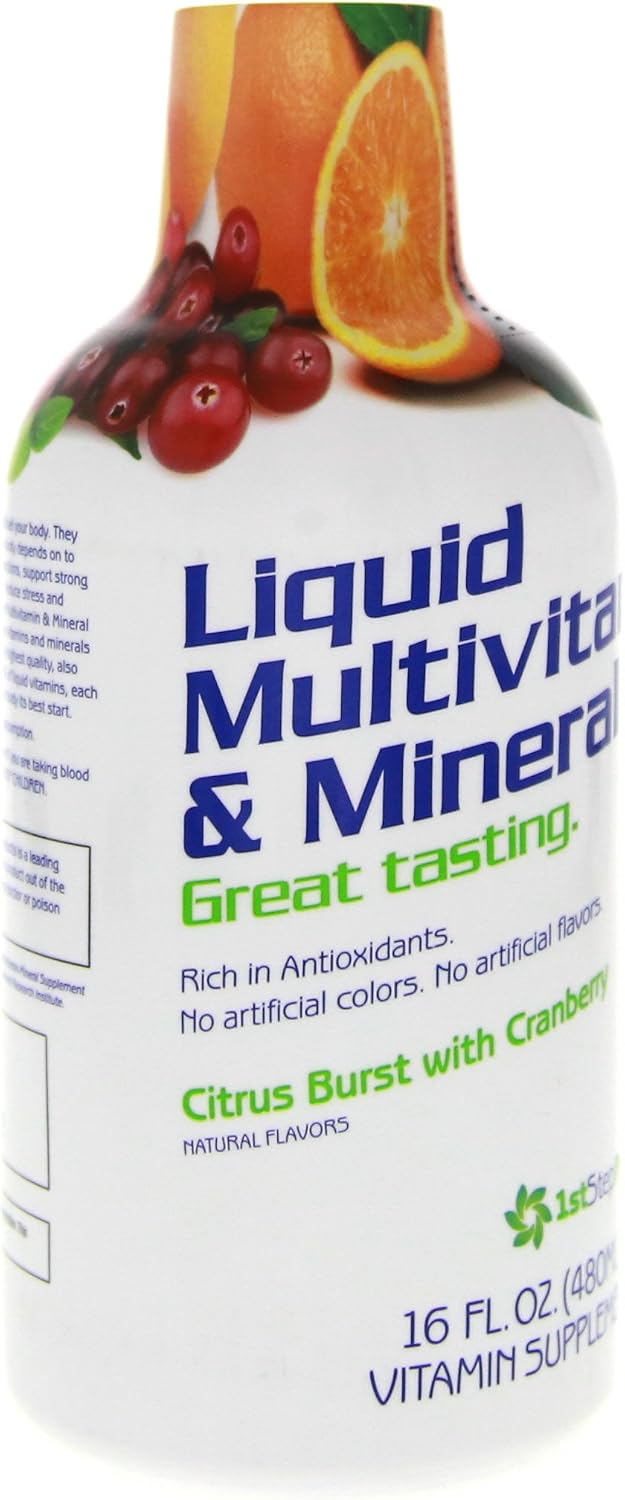 1st Step Pro-Wellness Suplemento Líquido Multivitamínico y Mineral, Sabor Cítricos, Pack de 2 Botellas de 16 oz