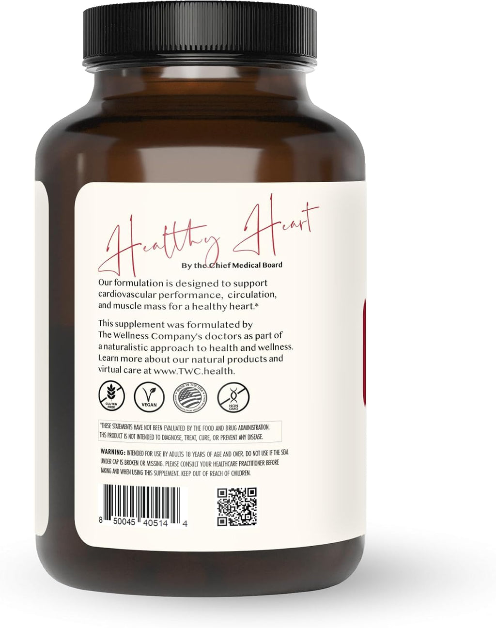 The Wellness Company Healthy Heart - Salud Cardiovascular, Flujo Sanguíneo y Producción de Óxido Nítrico | 120 Cápsulas (2 Meses)