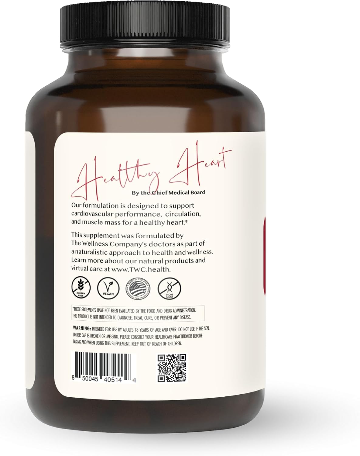 The Wellness Company Healthy Heart - Salud Cardiovascular, Flujo Sanguíneo y Producción de Óxido Nítrico | 120 Cápsulas (2 Meses)