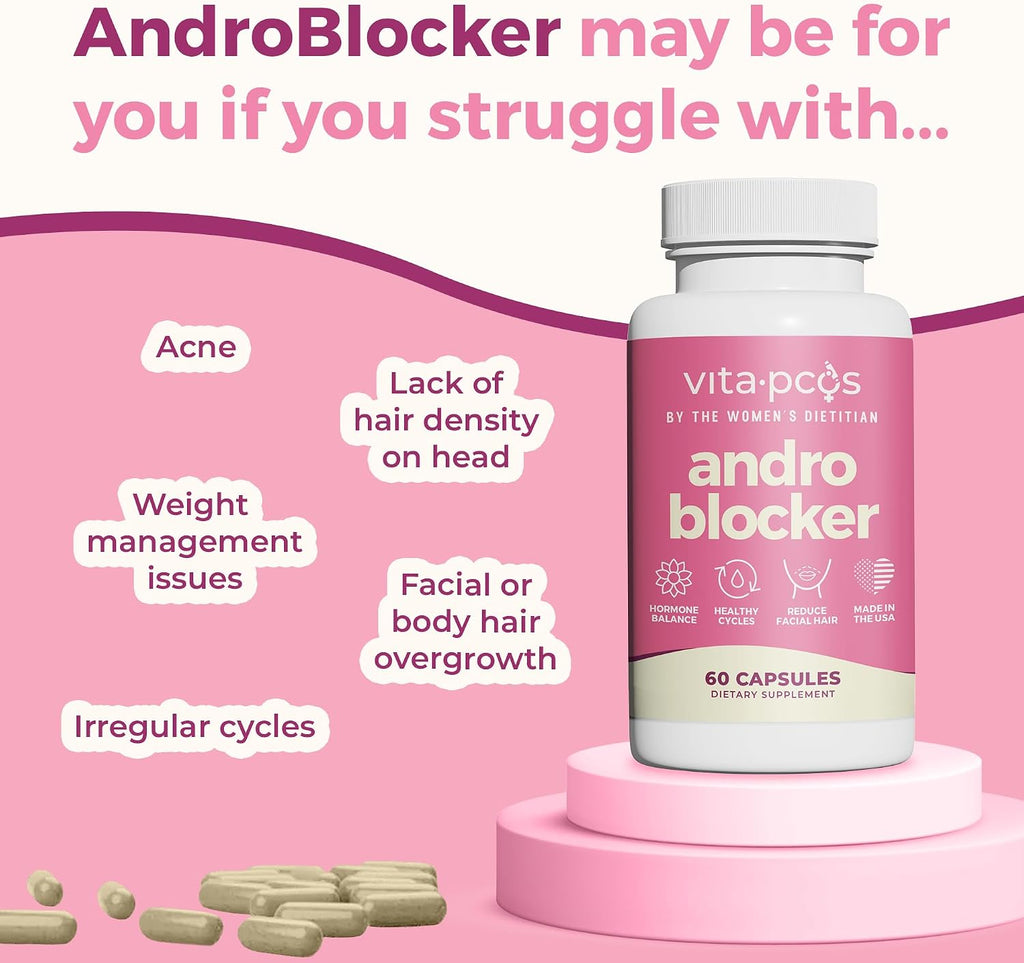 AndroBlocker 8-in-1 Women Supplement with Inositol & Zinc – 60 Cápsulas