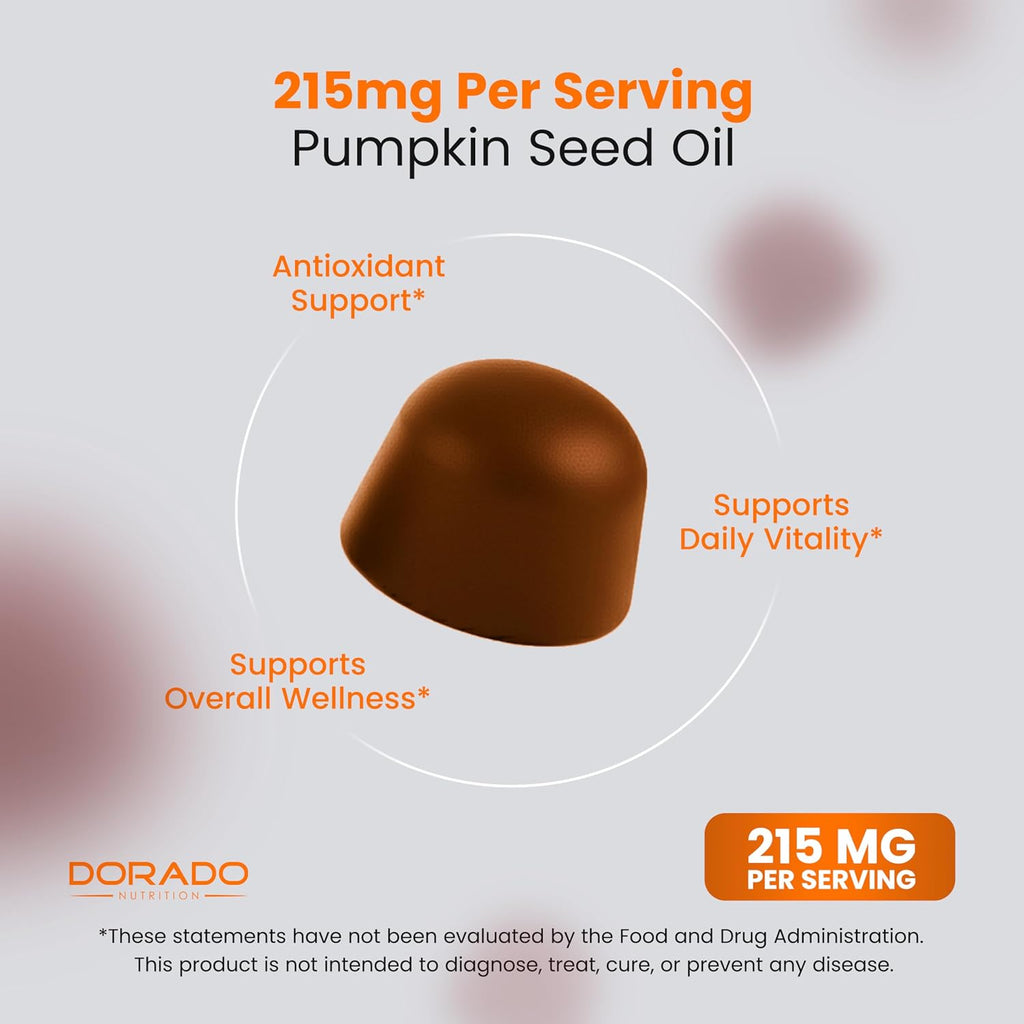 Gominolas de Aceite de Semilla de Calabaza 4000mg - Sin Azúcar, Sabor Naranja, Vegano (60 Gominolas)