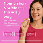 EZ Melts Women's Multi + Hair Growth - Multivitamínico Diario para Mujeres - Apoya la Energía y Reduce la Caída del Cabello - No-GMO y Vegano - Sabor Melocotón - 60 Comprimidos (30 Dosis)