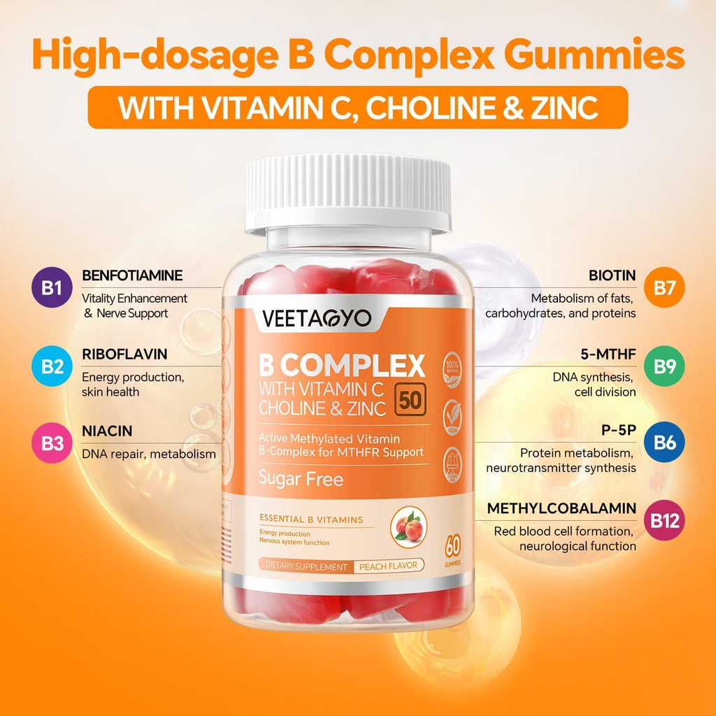 Complejo B Metilado con Vitamina C y Zinc - 120 Gomitas