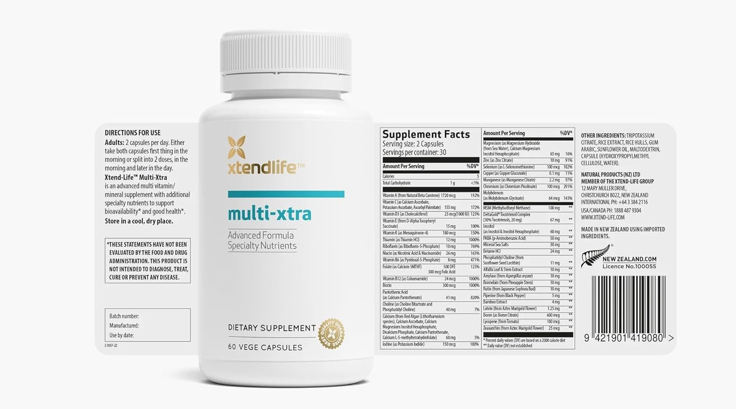 Xtendlife Multi-Xtra Multivitamínico Completo 30 Días