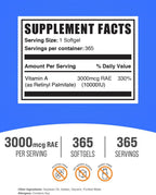 Vitamina A 10000 UI Softgels - Retinil Palmitato, 365 Cápsulas