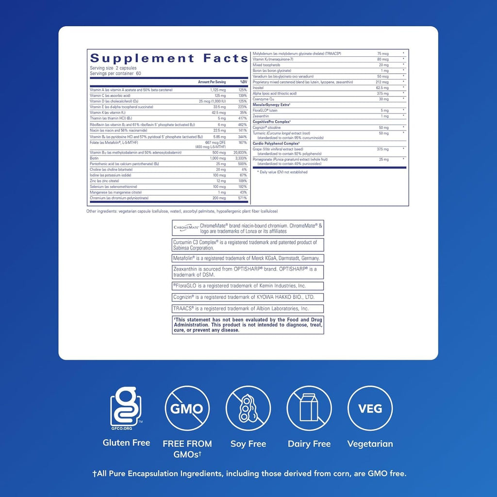 Pure Encapsulations Longevity Nutrients - Complejo Multivitamínico y Mineral, 120 Cápsulas