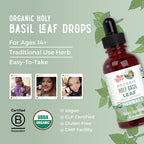 Gotas Orgánicas de Albahaca Sagrada (Holy Basil) de MaryRuth's | 590 mg | Extracto Líquido | Vegano | Sin Gluten | 30 ml