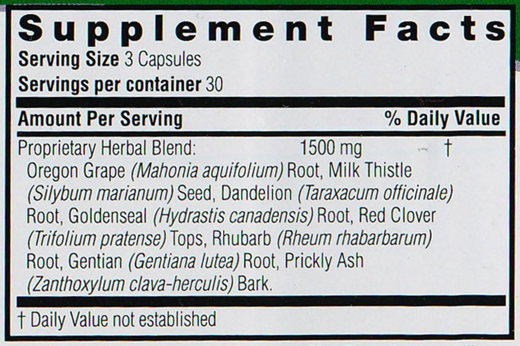 Nature's Answer Apoyo Hepático Combinación Herbal - 1500 mg, 90 Cápsulas