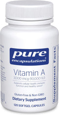 Pure Encapsulations Vitamina A - 3,000 mcg - De aceite de hígado de bacalao - Apoyo inmunológico y de la vista - Suplemento de palmitato de vitamina A - No-GMO - 120 cápsulas blandas