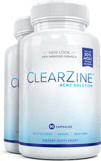 ClearZine Acne Pills - Suplemento para el acné (2 frascos, 90 cápsulas cada uno)
