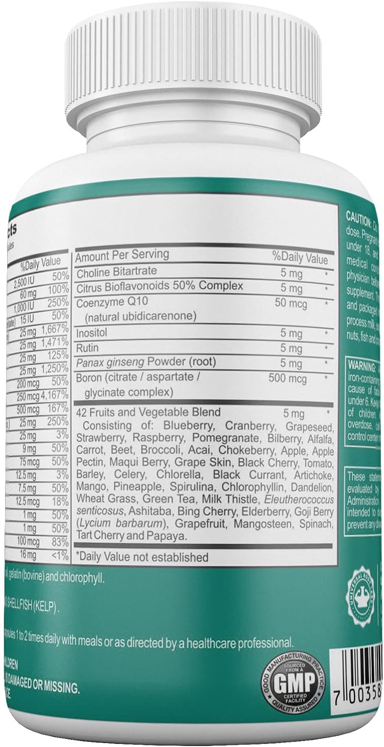Vitaminas para Bypass Gástrico con Hierro y 42 Super Frutas y Verduras – Cápsulas de Disolución Rápida