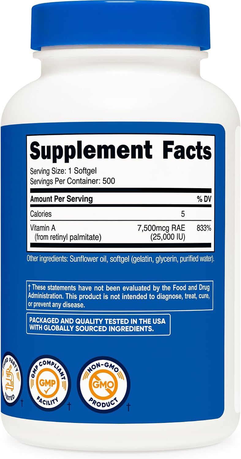 Nutricost Vitamin A 25000 IU, 500 Softgels, – El mantenimiento de la visión normal. – Image 5