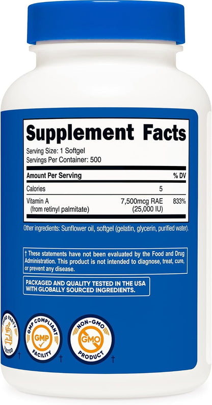Nutricost Vitamin A 25000 IU, 500 Softgels, – El mantenimiento de la visión normal. – Image 5