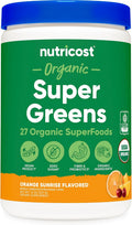 Nutricost Organic Super Greens Powder - Sabor Naranja Sunrise - 30 Raciones