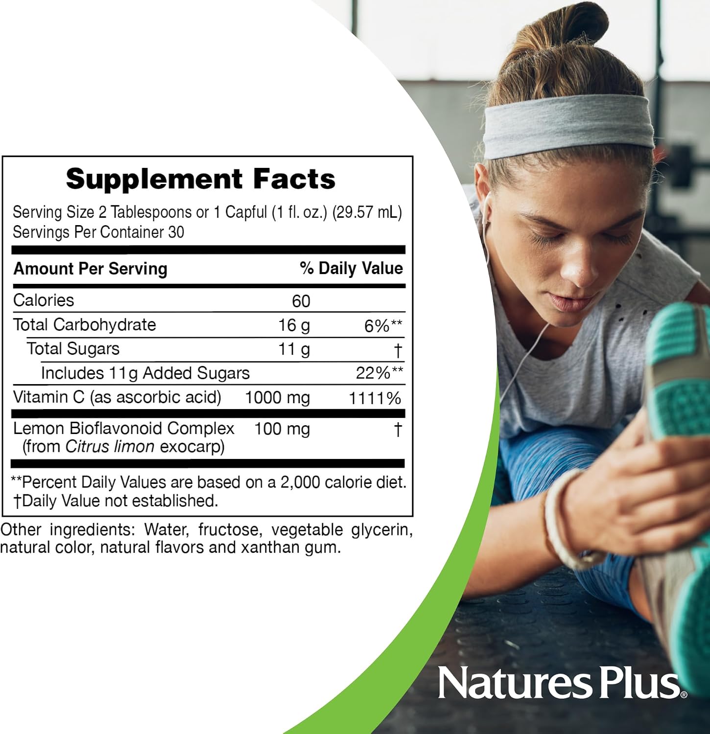 NaturesPlus Liquid Vitamin C - 1000 mg, 887 ml - With Lemon Bioflavonoids - Vegetarian, Gluten-Free - 30 Servings