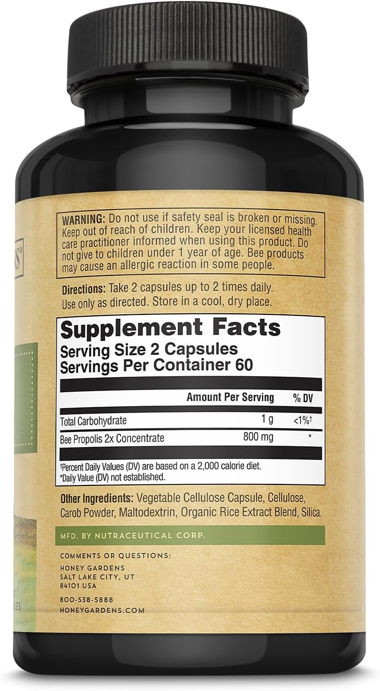 Honey Gardens Bee Propolis 650 mg, 120 Capsules