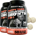 Bully Max 2-en-1 Vitaminas para Cachorros - 30 Comprimidos Masticables para el Crecimiento y Desarrollo - 2 Frascos