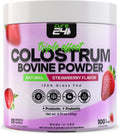Cure24 Bovine Colostrum X3 Supplement Powder for Humans, 100% Pure Whole Natural Grass Fed Superfood, High IgG, Plus Probiotic & Prebiotic, Strawberry