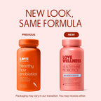 Love Wellness Healthy Hair Probiotics - Probióticos para el cabello con biotina, vitamina B12 y B6 - 30 cápsulas