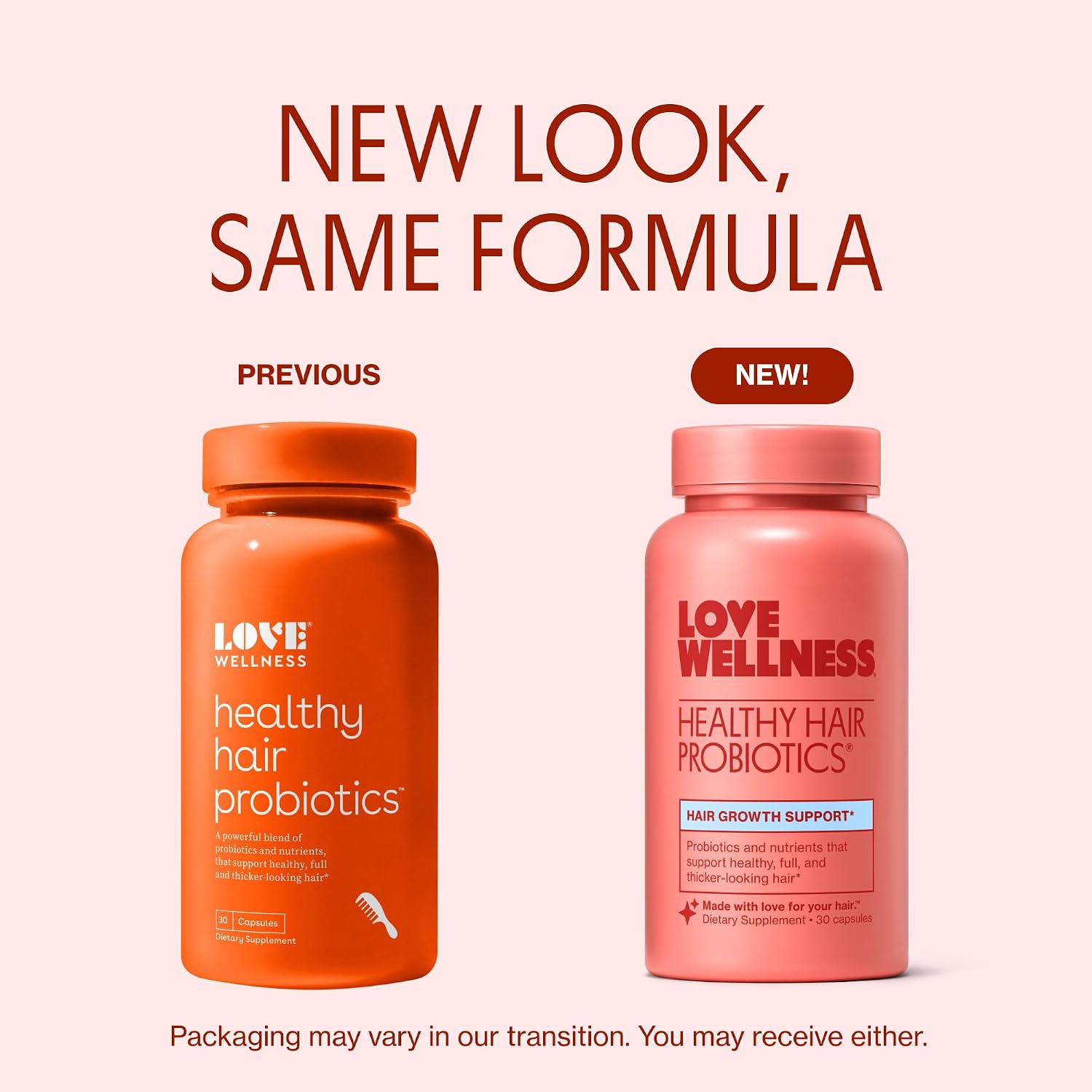 Love Wellness Healthy Hair Probiotics - Probióticos para el cabello con biotina, vitamina B12 y B6 - 30 cápsulas