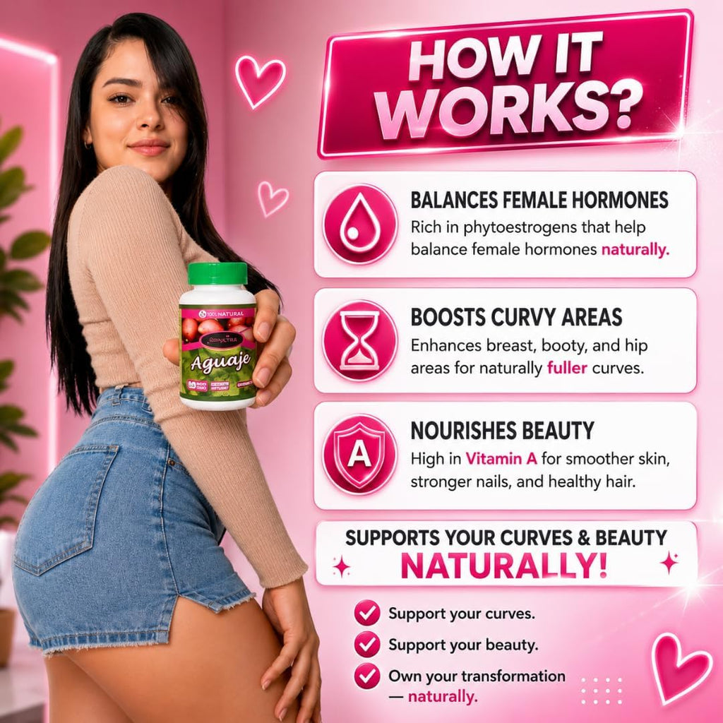 Bigger Hips & Booty – Aguaje Pills for Women 2 Pack (2 Month Supply) – Natural Estrogen Support for Curves, Bust & Body Shape – CurvyFruit Original