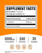 Cápsulas de L-Citrulina - 3000 mg por Dosis, 240 Cápsulas