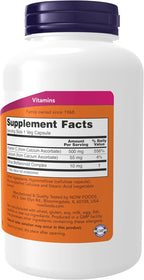 NOW Foods Vitamina C-500 Ascorbato Cálcico, 250 Cápsulas Vegetales